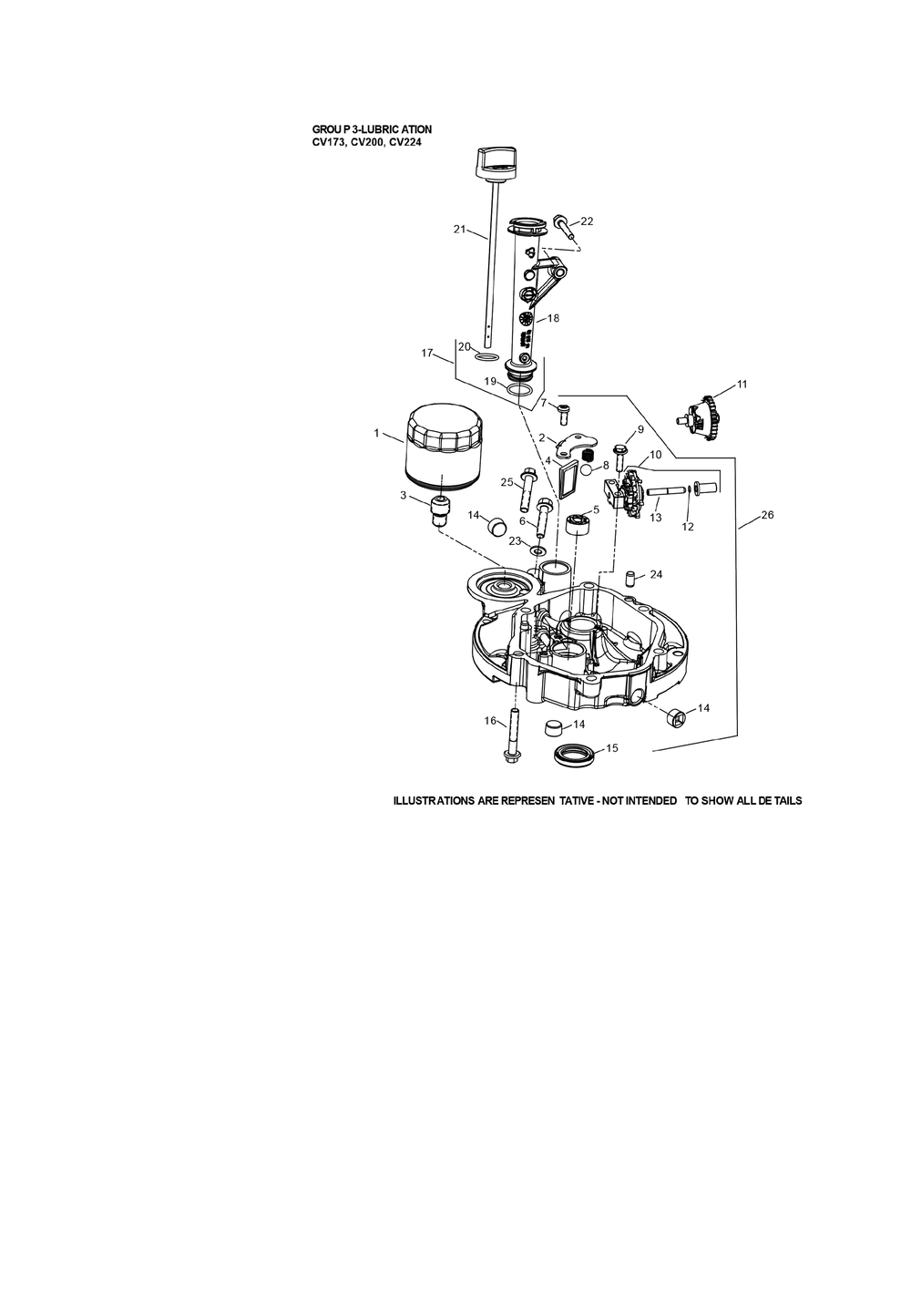 Cv173-3016 Lubrication Diagram and Parts List for CV173-3016  Cub Cadet Lawn Mower